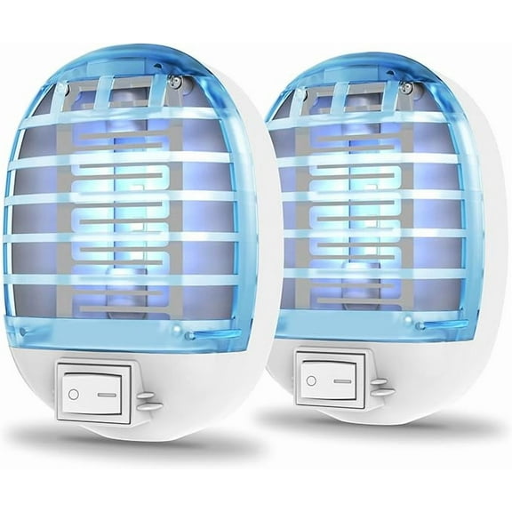 Bug Zapper Indoor,2 pack Electronic Fly Trap Insect Killer, Mosquitoes Killer Mosquito Zapper with Blue Lights for Living Room, Home, Kitchen, Bedroom, Baby Room, Office(2 Packs Transparent Blue)
