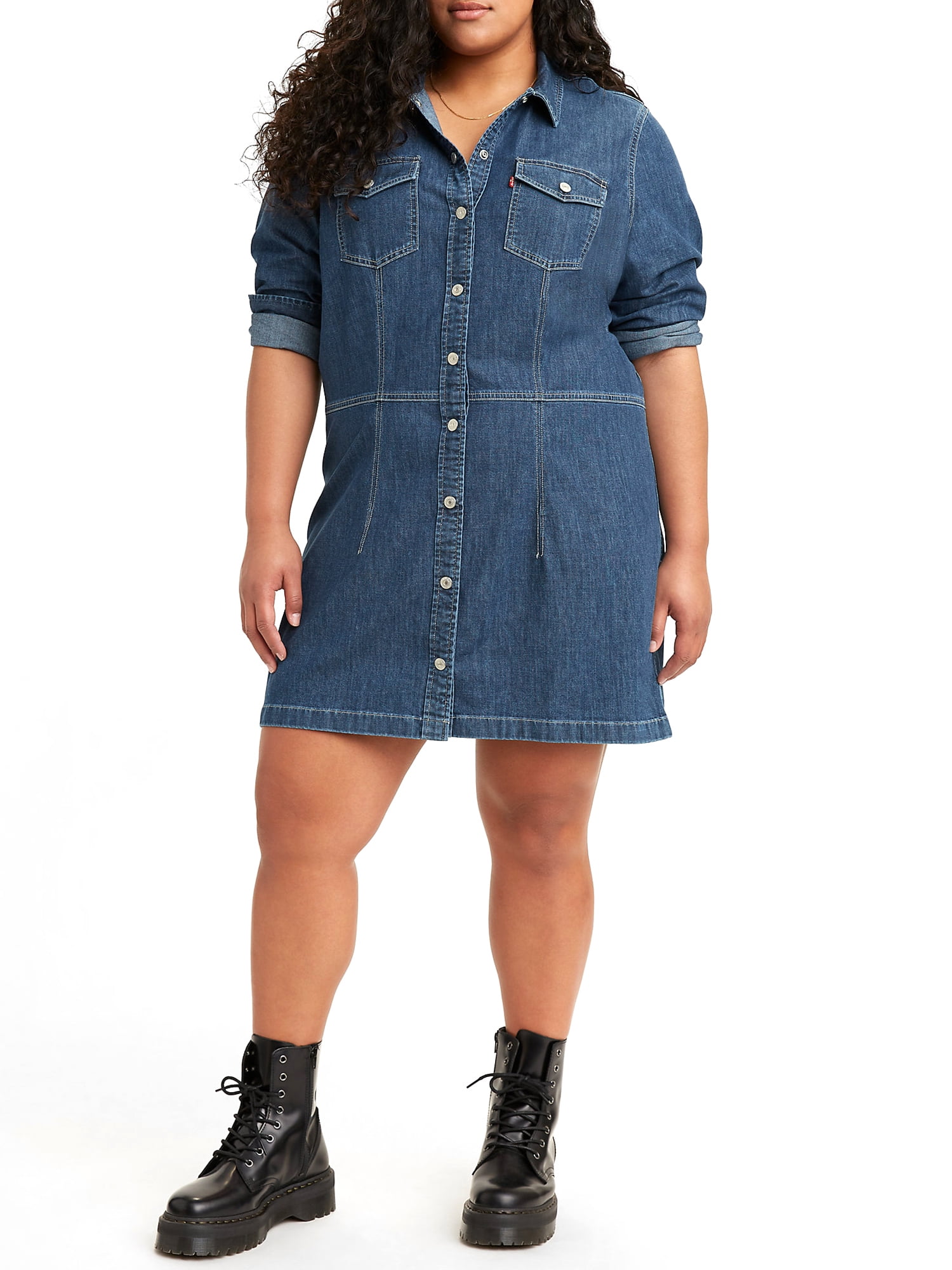 wijs alleen salon Levi's Women's Plus Size Ellie Denim Dress - Walmart.com