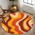 thumbnail image 2 of Round Rug 6Ft Washable Non-Slip, Orange Brown Circle Area Rugs for Living Room Bedroom, Modern Farmhouse Abstract Patterned Art Indoor Floor Mats Carpet Runner for Home Decor Aesthetic, 2 of 8