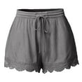 thumbnail image 2 of Shorts for Women 2026 Summer Casual Lightweight Elastic Waist Lace Hem Dressy Shorts Beachwear, 2 of 4