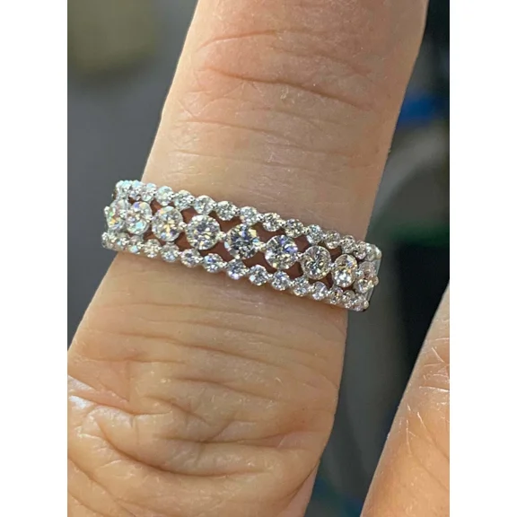 1Ct Round Cut Lab-Created Diamond Anniversary Promise Band Ring 14K White Gold Plated