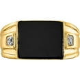 thumbnail image 4 of 14K Yellow Gold Men's Onyx And Diamond Ring (Size 10) Made In United States y1542aa, 4 of 5