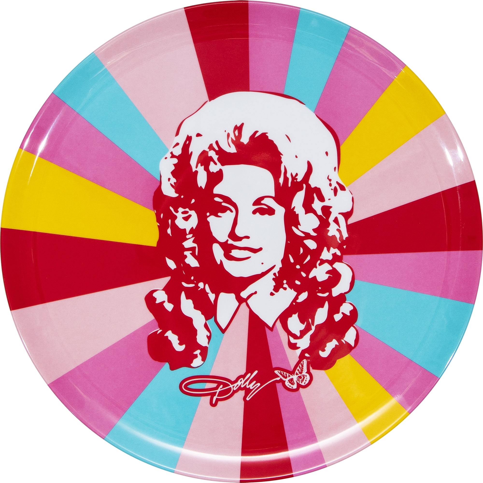 (2 pack) Dolly Parton 14" Round Multi-Color Melamine Serving Tray