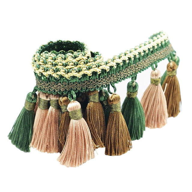 Cortina De 1 Yarda Costura Borla Flecos Recorte Accesorios De Cinta Decoración Del Hogar - Café + Verde Sunnimix Bordes Bordes Borla