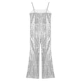 thumbnail image 4 of CHICTRY Kids Girls Allover Sequins Bell Bottom Bodysuit Halloween Carnival Outfit Jumpsuit Silver 8, 4 of 7