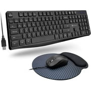 X9 Wired Keyboard and Mouse Combo - Ergonomic Full-Size USB 104-Key Keyboard and Optical Mouse Combo with Mouse Pad for Desktop, Laptop, Windows PC