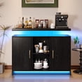 thumbnail image 7 of DreamCurship LED Sideboard Buffet Cabinet, Black Wine Bar Cabinet with LED Light, Coffee Bar Cabinet with Charging Station, Black, 7 of 7