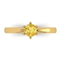 0.5 ct Round Cut Simulated Yellow Diamond Solitaire 18K Yellow Gold Womens Engagement Ring