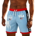 thumbnail image 2 of FASHOFT Mens Swim Trunks 4th of July Swimsuit American flag Print Beach Board Shorts with Pockets Bathing Suits Light Blue XL, 2 of 4