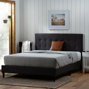 Rest Haven Ells Square Tufted Upholstered Bed, California King, Charcoal