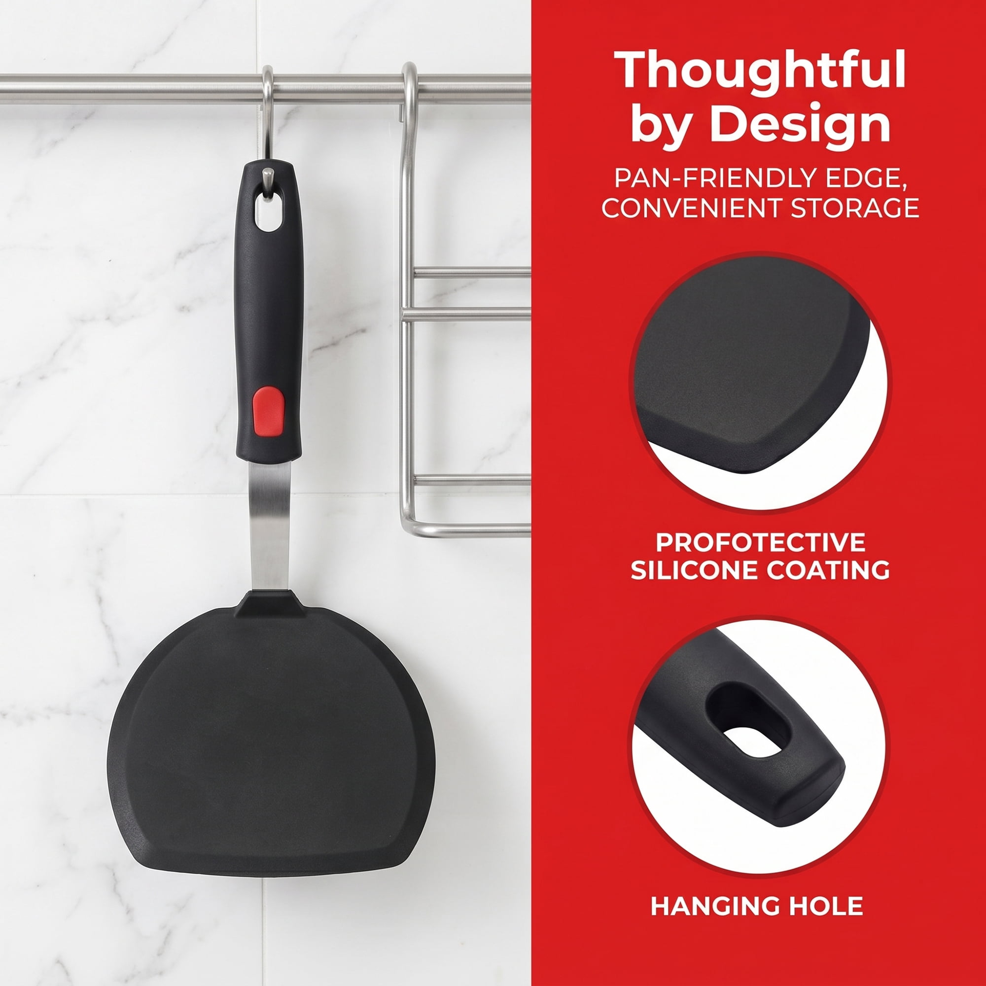 Unique Bargains Durable Heat-Resistant Dishwasher Safe Spatula Utensil Black 11" x 5.2"
