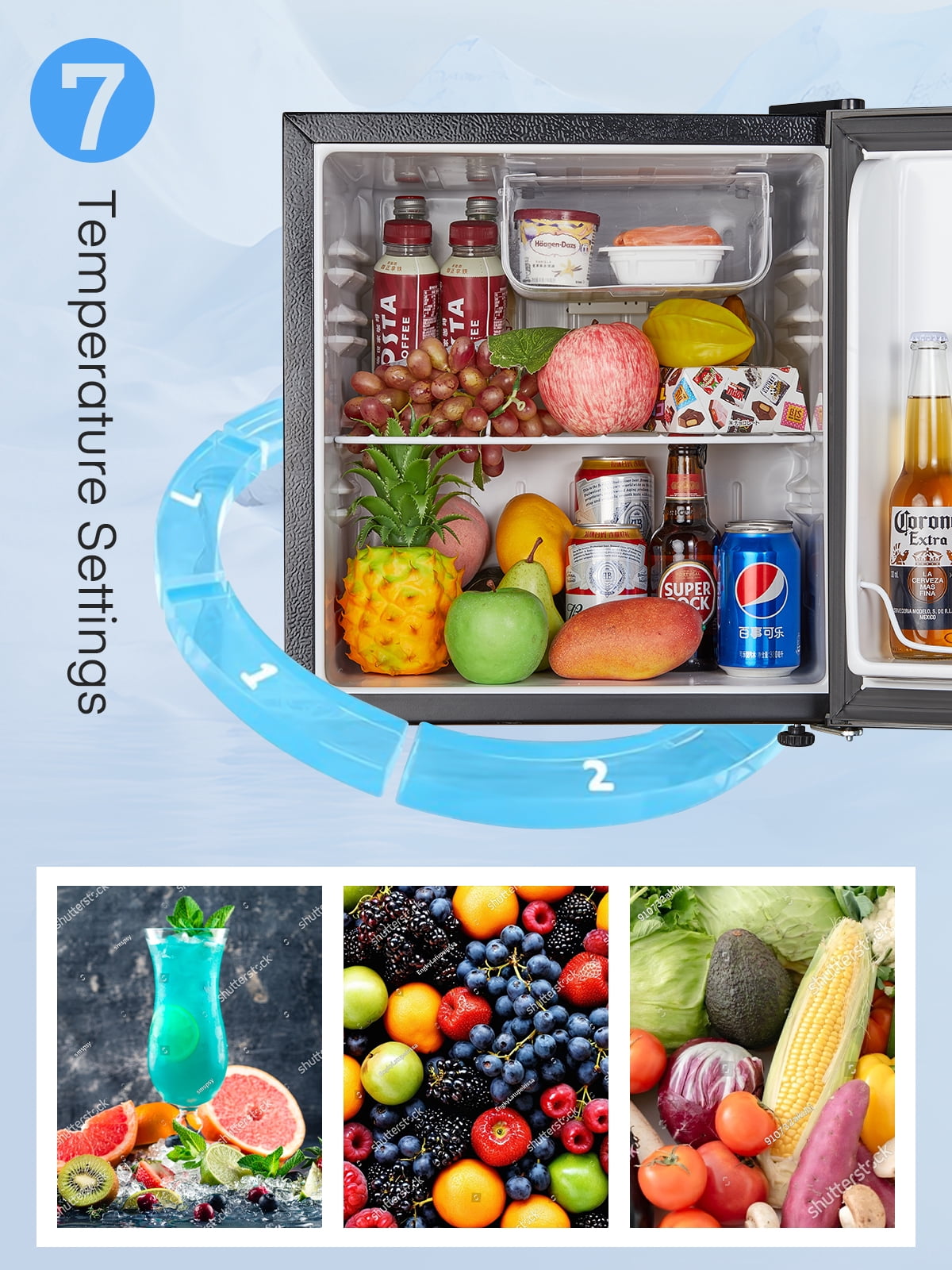 1.6 Cu.ft Fridge with Freezer, Small Fridge for Bedroom , Stainless Steel