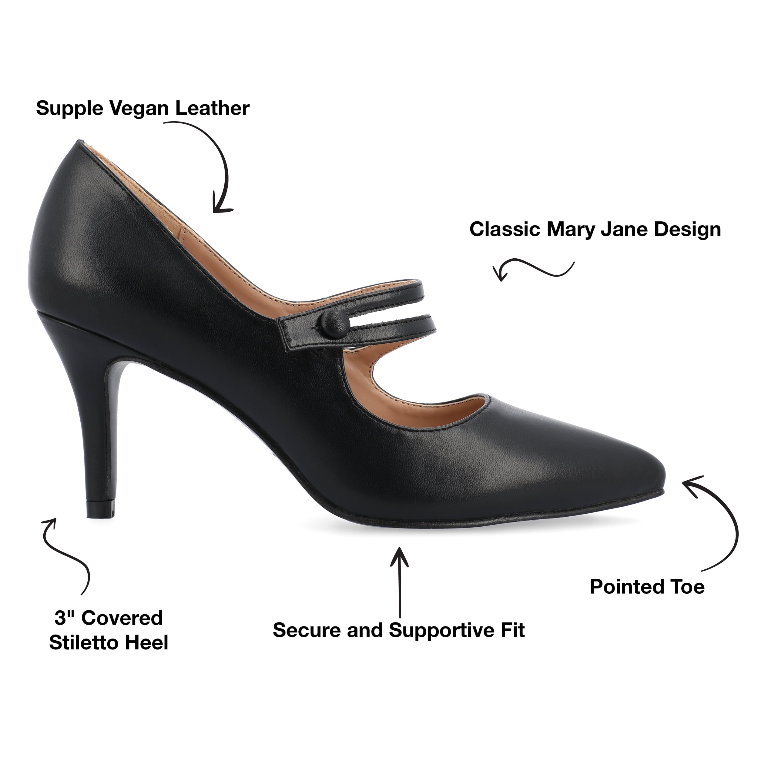 Journee Womens Sidney Narrow Width Pointed Toe Mid Heel Pumps