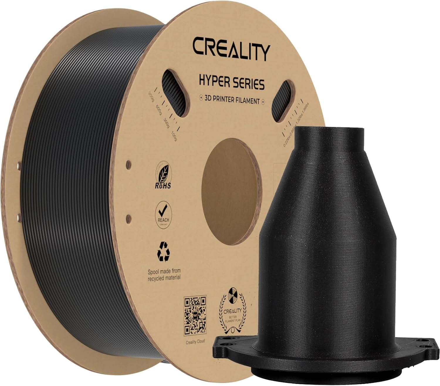 Creality Hyper 1.75mm ABS Filament  for High Speed 3D Printer - 1kg/2.2lbs per Spool Black 12 Unit per pack
