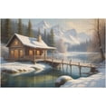 thumbnail image 3 of Winter Scene Puzzle 1000 Piece Jigsaw Puzzle Illustration of Lake House,30.7"x20.8" Large Puzzle Decoration for Family Party Holiday,Multi-Color Snow Landscape, 3 of 6
