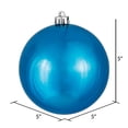 thumbnail image 2 of Vickerman 4.75" Turquoise Shiny Ball Ornament, 4 per Bag, 2 of 5