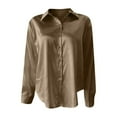 thumbnail image 4 of WCJM Christian Shirts for Womens Shirts Satin Blouses for Women Button Down Shirts Long Sleeve Tops, 4 of 5