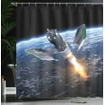 thumbnail image 4 of Ambesonne Outer Space Shower Curtain, Spacecraft Cosmos, 69"Wx75"L, Black Grey Blue, 4 of 5
