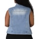 thumbnail image 3 of Chaleco de mezclilla sin mangas con botones para mujer de tallas grandes Agnes Orinda 4X azul cielo, 3 of 8
