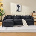 thumbnail image 3 of Newest 108" L-Shaped Chenille Sectional Sofa, Black 3-Seat Modular Cloud Couch with Ottoman & Pillows for Living Room, 3 of 10