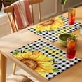 thumbnail image 4 of Sunflowers Placemats Set of 6 Black White Check Sunshine Buffalo Bee Place Mats Indoor Wipeable Table Mats Washable Cloth Dining Table Placemats for Kitchen Holiday Party Home Decor 13x19 Inch, 4 of 9