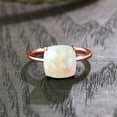 thumbnail image 3 of Gem Stone King 18K Rose Gold Plated Silver Cushion Cabochon White Ethiopian Opal Ring for Women (2.58 Cttw, Size 7), 3 of 4