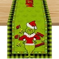thumbnail image 1 of Linen Green Christmas Table Runner Merry Christmas Tablecloth Christmas Xmas Winter Holiday Home Kitchen Dining Room Table Decorations 13x72 Inch, 1 of 5