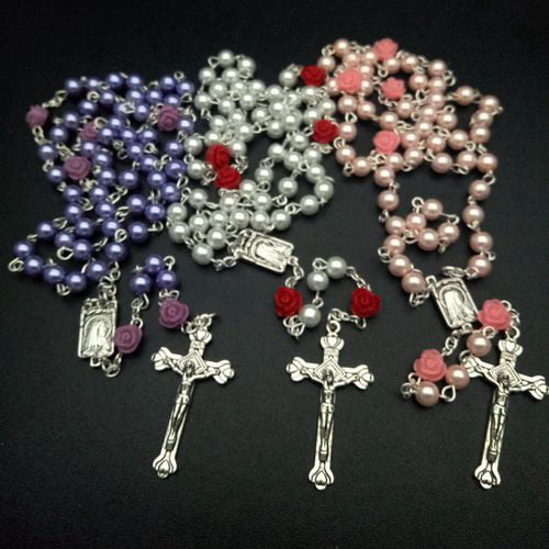 I love pom pom  ring rosary red