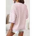 thumbnail image 4 of Womens Summer Tops Striped Color Block Short Sleeve T Shirts Oversized Casual Crewneck Tee Pink S, 4 of 4