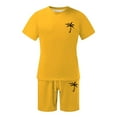 thumbnail image 3 of Conjunto de Sudadores de Hombres Impresión Casual Deportes de Manga Corta Cuello Redondo, Traje de Deporte de 2 Piezas con Pantalones de Corredores de Cintura Elástica, 3 of 4