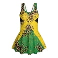 thumbnail image 7 of FOR U DESIGNS Girls' Sleeveless One-Piece Swimsuit Sleeveless Bathing Suit Swimwear Skirted Bathing Suit for 3-13 Years, Jamaica Flag Leopard, 7 of 7