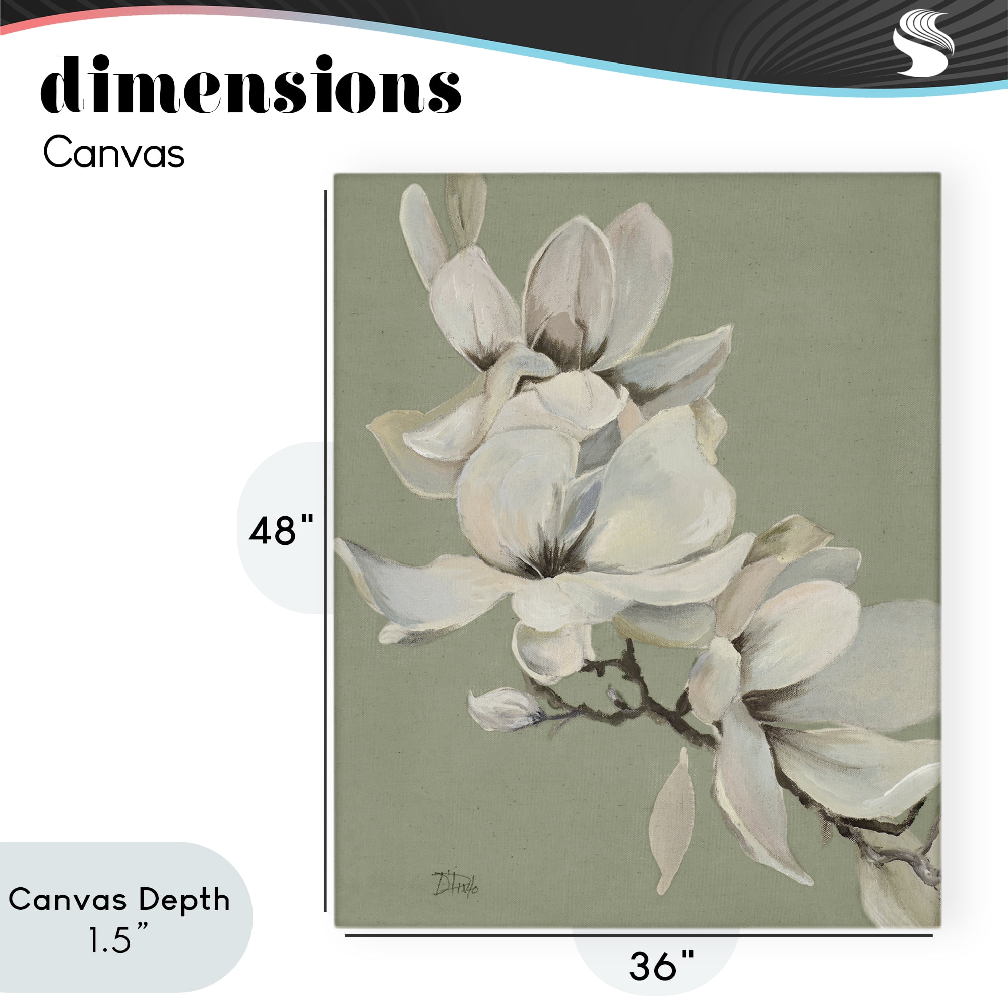 Stupell Industries Magnolias on Sage Florals Canvas Wall Art, design by Patricia Pinto