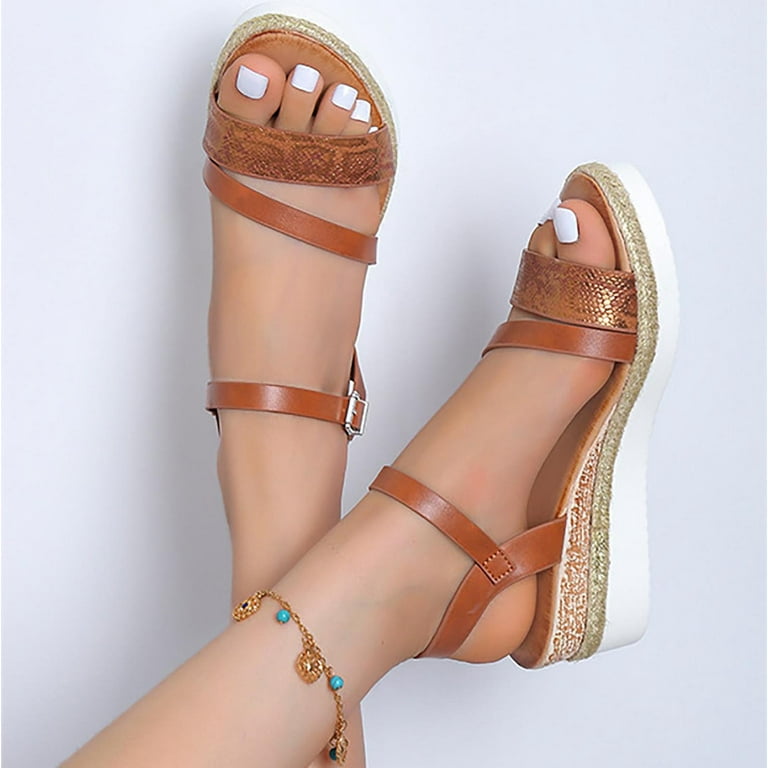 Gold flat shop wedge sandals