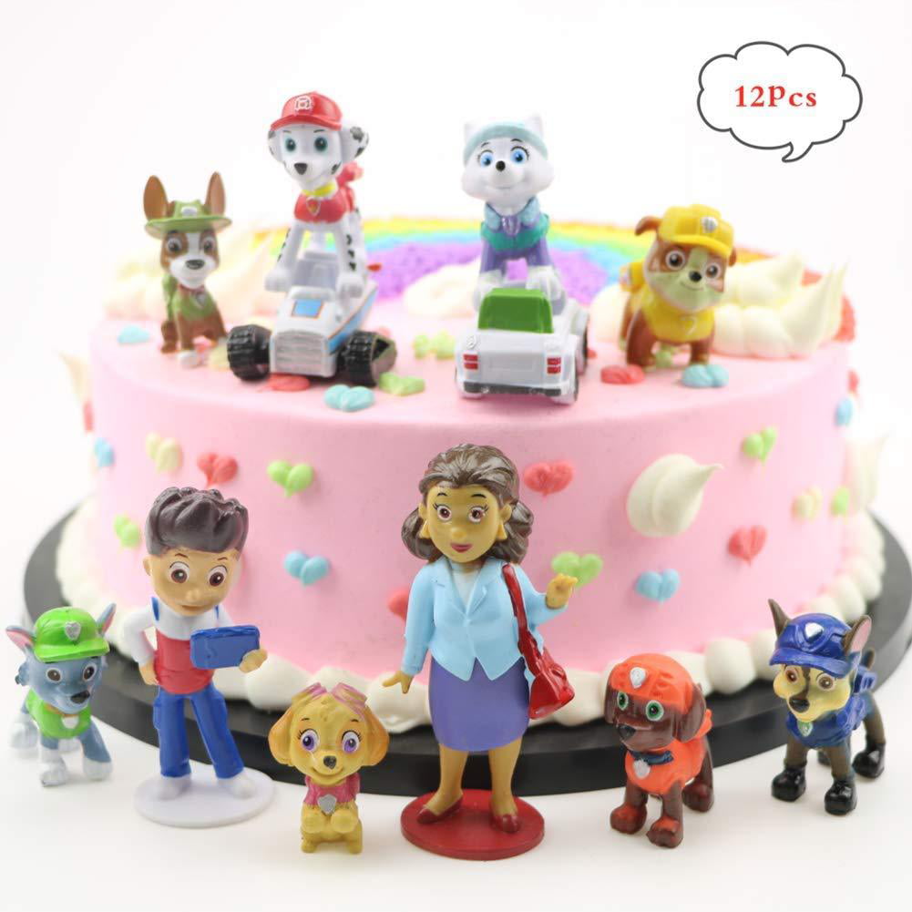 6PCS Paw Dog Patrol Cake Toppers Children Mini Figurines Toy Paw Patrol Cake Decoration for Kids Birthday Baby Shower Paw Theme Party Supplies