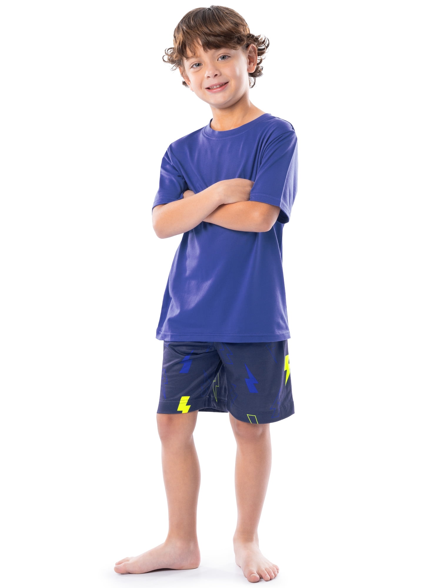 Fruit of the Loom Boy's Getaway Loose Fit Short Sleeve Top, Pajama Sleep pant & Short Set, 3-Piece, Sizes 4/5-14/16