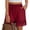 Wine(NEW&HOT), variant on ZHYou No Boundarie Women's Shorts with Lace Trim High Waist Tassel Hem Linen Elastic Waist Baggy Pull On Casual Summer Shorts with Pockets Army Green Size M