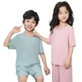 thumbnail image 5 of Novedad de verano, conjunto de ropa de dormir de seda helada para niños, ropa holgada de manga corta para el hogar para niños y niñas, conjunto de dos piezas, pijama cómodo, 5 of 5