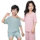 thumbnail image 5 of Novedad de verano, conjunto de ropa de dormir de seda helada para niños, ropa holgada de manga corta para el hogar para niños y niñas, conjunto de dos piezas, pijama cómodo, 5 of 5