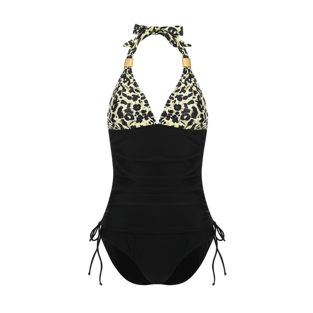 VISgogo Traje de baño femenino de 2 piezas, camisola de cuello halter de color sólido con cordón + bragas de bikini para mujer, S / M / L / XL / XXL VISgogo moda