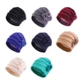 thumbnail image 4 of keepw Polyester Ladies Turban Washable Solid Color Stylish Traditional Cap Office Shopping Head Wrap Headband Bonnet Grey Blue, 4 of 6