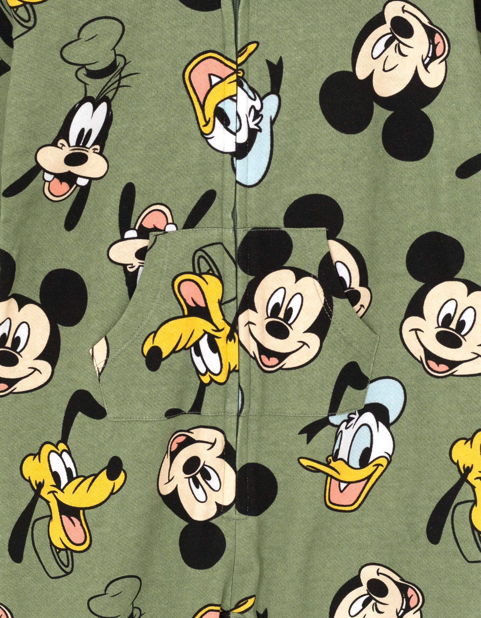 Disney Mickey Mouse Goofy Donald Duck Toddler Boy Girl Fleece Zip Up Coverall Green 2T