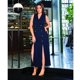 thumbnail image 1 of 017-48 Vestido Largo Maxidress dama con aberturas y botones azul marino Cklass 017-48, 1 of 2
