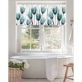 thumbnail image 4 of Curtain Valance for Windows,Watercolor Teal Green Tulip Flower on White Kitchen Valances Rod Pocket Short Curtains,Spring Floral Leaves Window Treatment Panel for Bedroom Bathroom 42x12in, 4 of 9