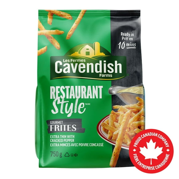 Frites gourmet extra minces Restaurant Style des Fermes Cavendish | Fait au Canada | Fière entreprise canadienne 750g
