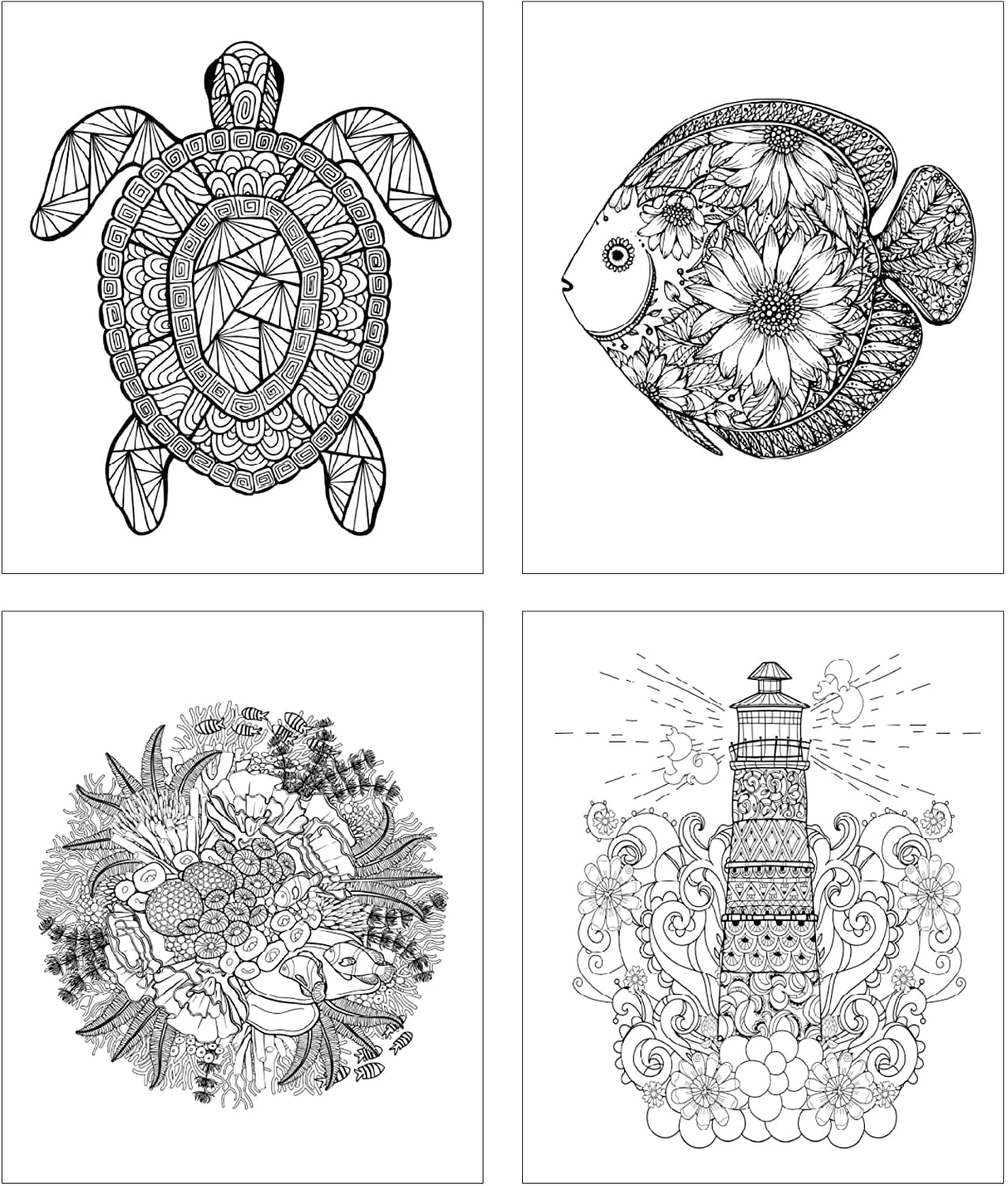 ZoCo 3-Piece Adult Coloring Books Gift Set, Includes Colored Pencils