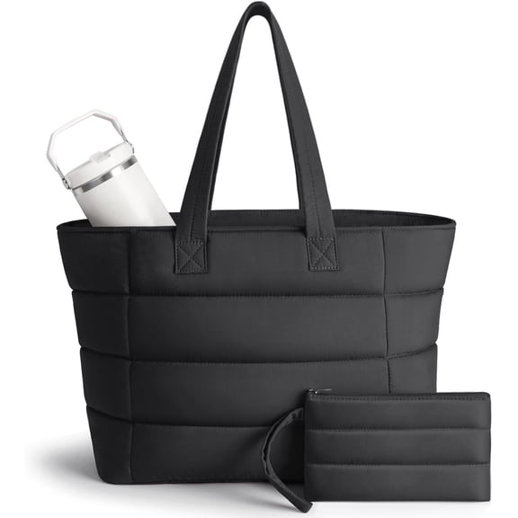 Puffer Tote Bag for Women, Lightweight Puffy  Bag with Handbag for Travel, Work, Gym, Laptop Bag for Nurse Teacher