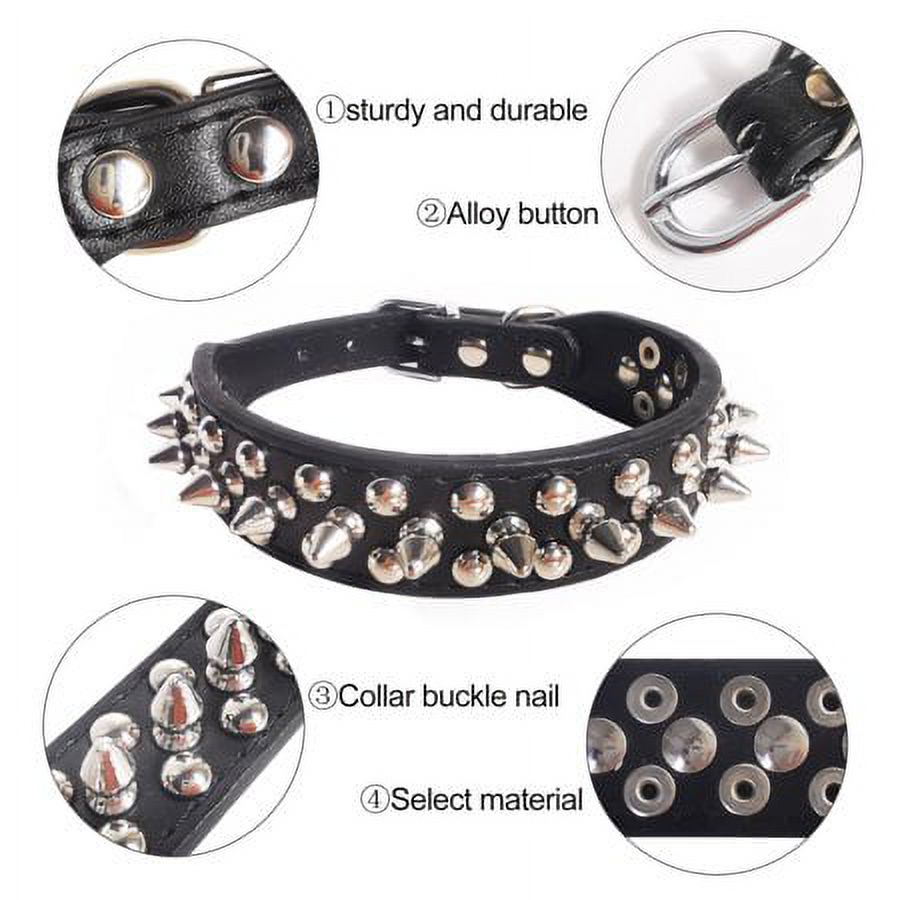 Percen Spiked Dog Collar, Adjustable PU Leather photo 3