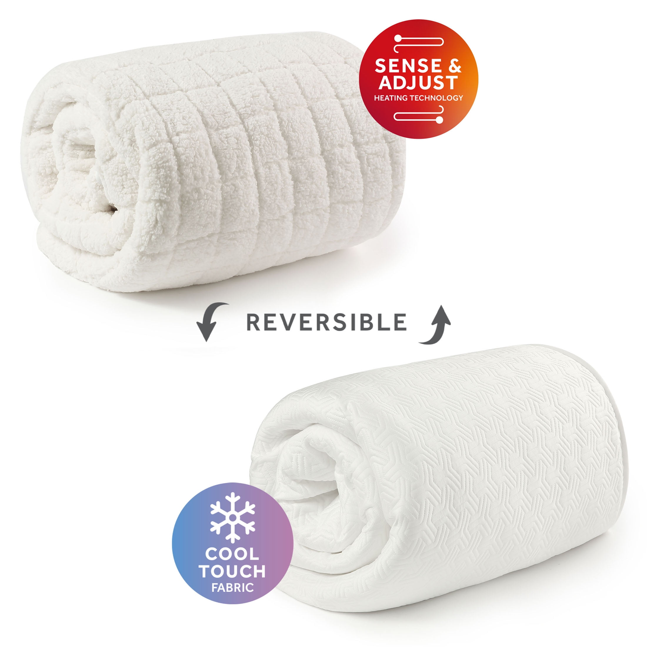 Sunbeam 2-in-1 Reversible 365 Electric Heated and Cooling Mattress Pad Full Size, 54" x 75", 12 Heat Settings, 12-Hour Auto Shut-Off, Cool Touch Fabric, Machine Washable, Warm, Cozy and Comfortable