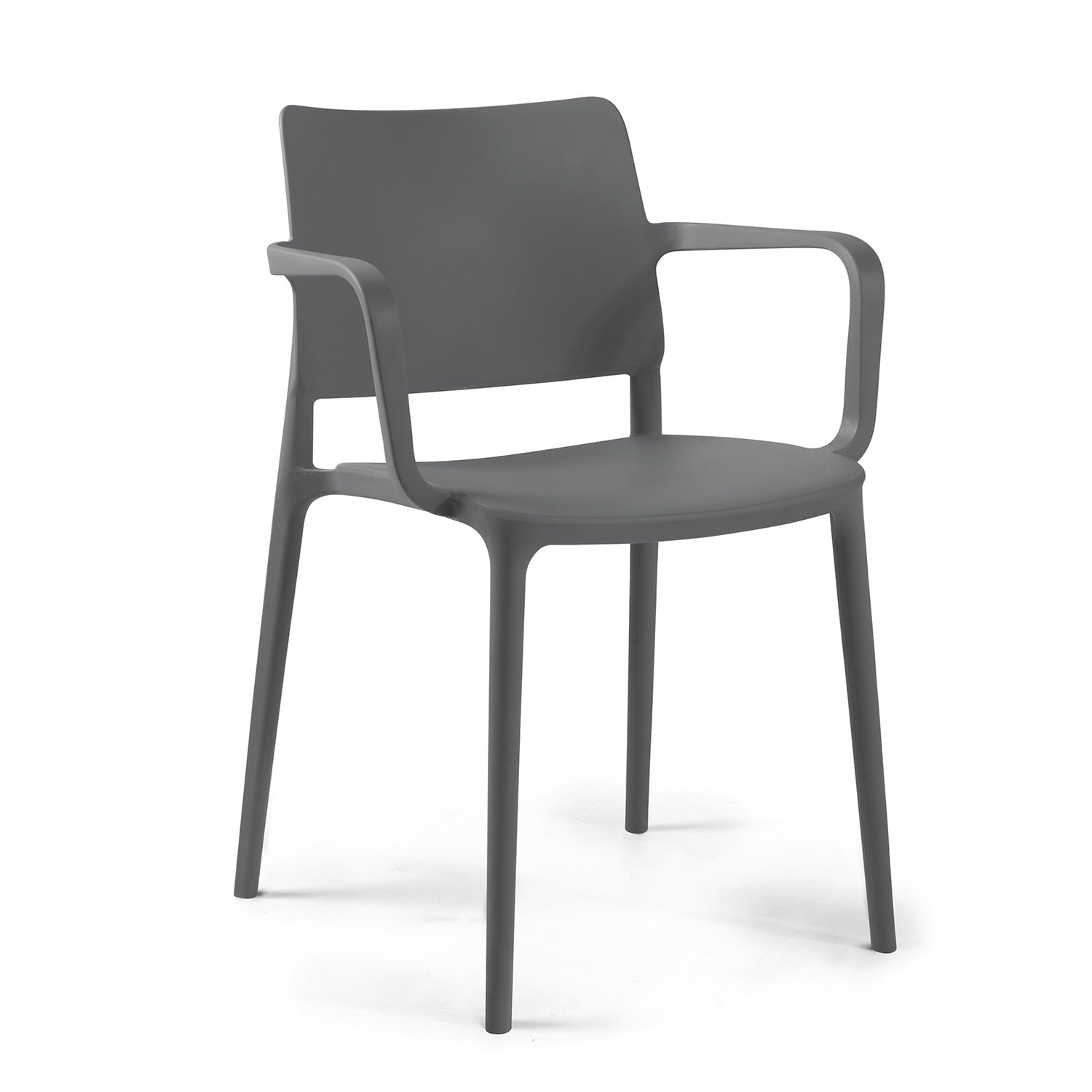 WRGHOME Garden Modern Outdoor/Indoor Plastic Resin Stacking Patio Dining Chairs (Set of 2) - ANTHRACITE