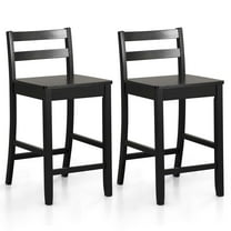 Costway 22" Wooden Ergonomic Backrest Bar Stools, Black (Set of 2)